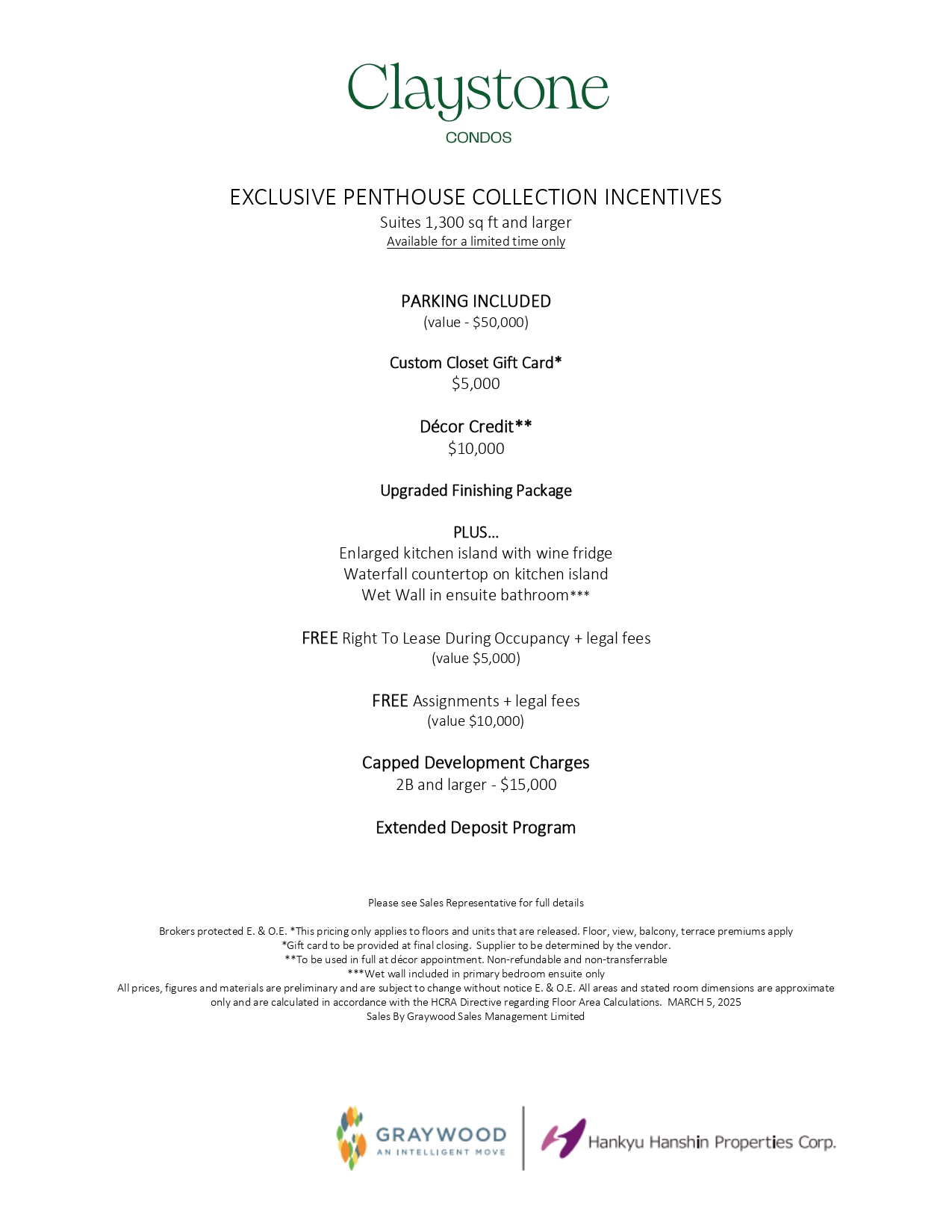 Penthouse Collection Incentives